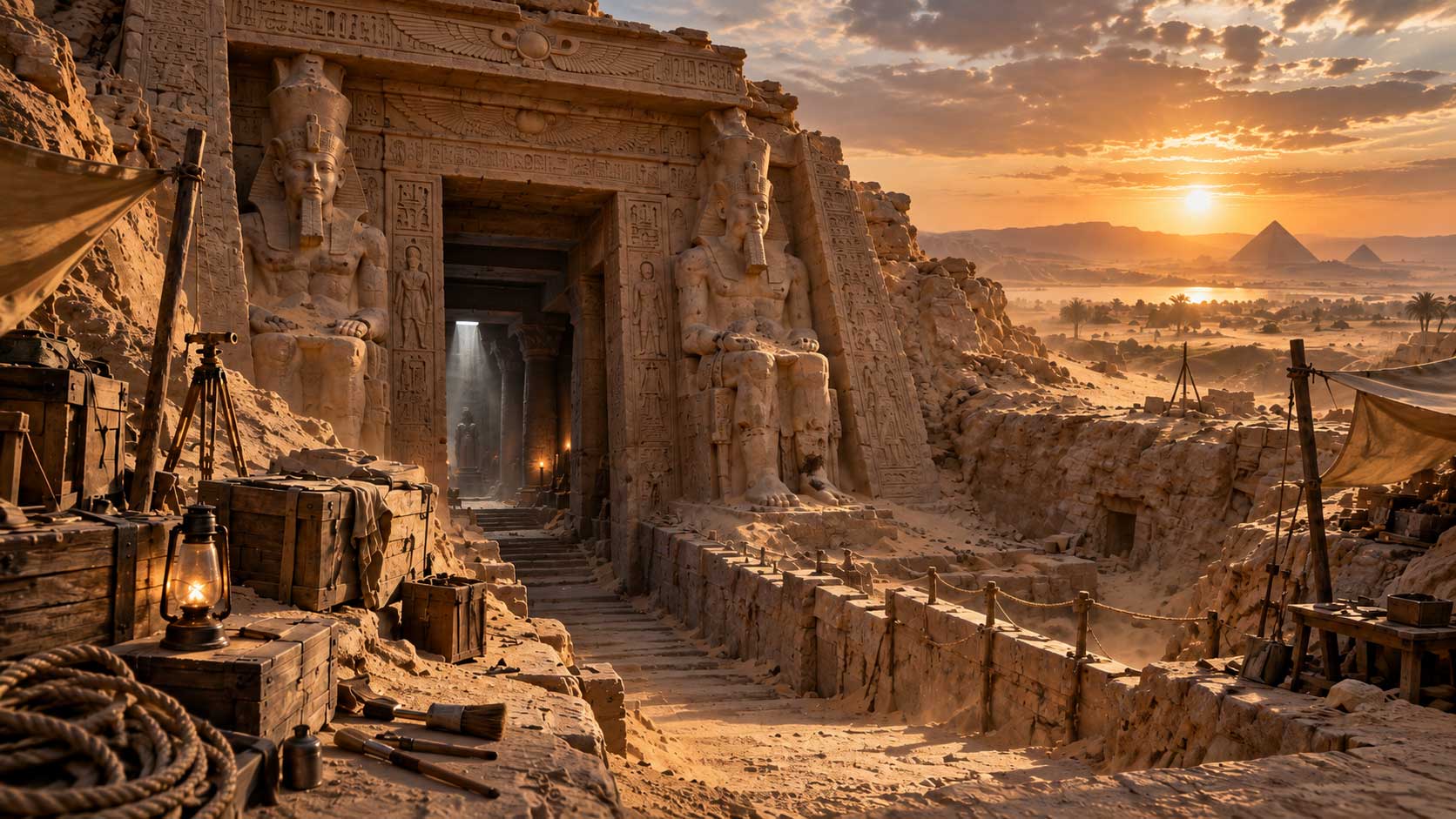 Décor de l'escape game Le Temple à Nantes, sur les traces d'un archéologue disparu